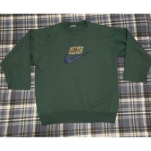 Vintage Nike Cut Off Sleeve Sweatshirt Forest Green Embroidered Logo Mens XL